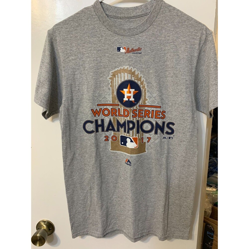 2017 MLB Houston Astros World Series Champions T-Shirt Men's Size Small Grey